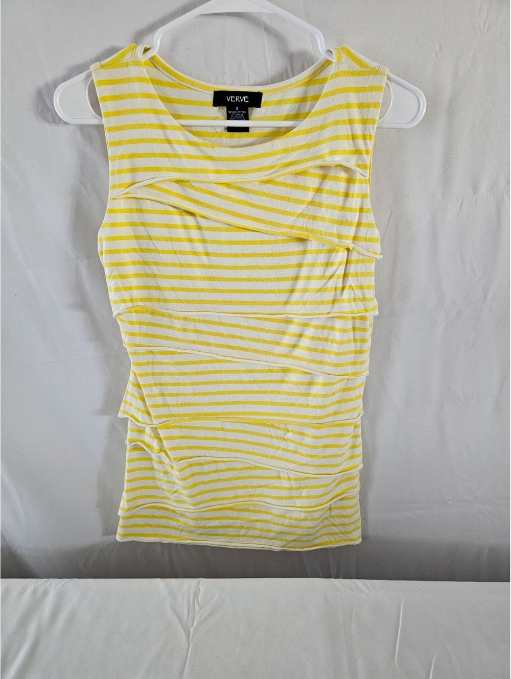 Verve Yellow and White Striped Sleeveless Tank Top Size Small